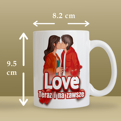 Love na zawsze - 1x Kubek z nadrukiem, spersonalizowany prezent dla pary - Adamell.pl