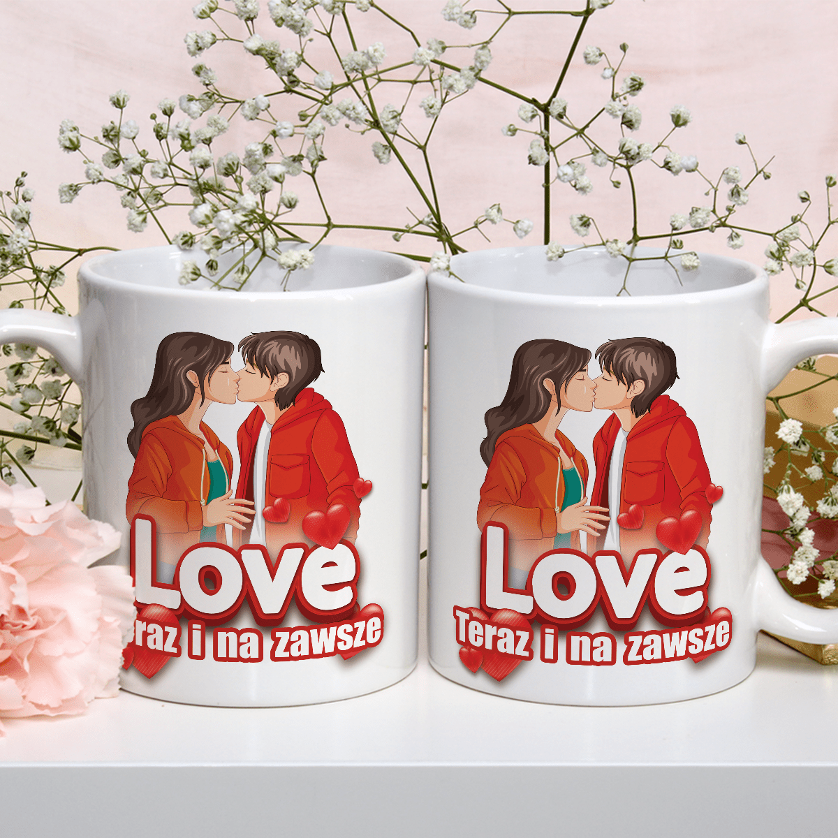 Love na zawsze - 1x Kubek z nadrukiem, spersonalizowany prezent dla pary - Adamell.pl