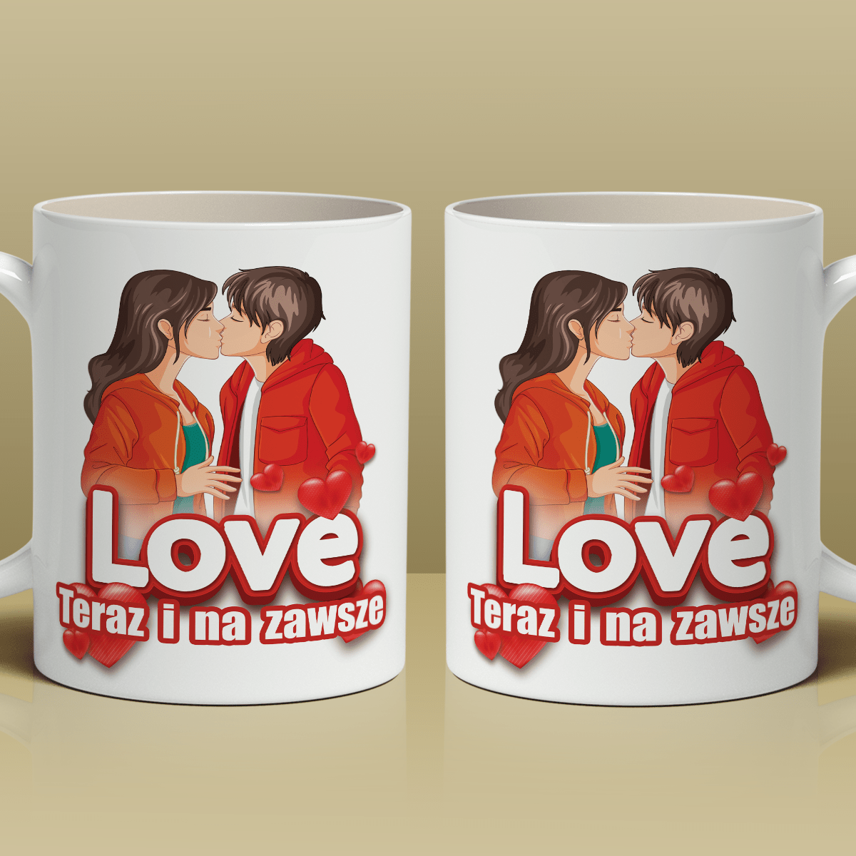 Love na zawsze - 1x Kubek z nadrukiem, spersonalizowany prezent dla pary - Adamell.pl