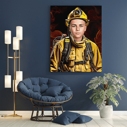 Mały strażak - druk na płótnie, spersonalizowany prezent dla dziecka - Adamell.pl