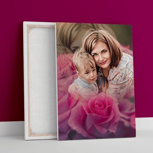 Mama i dziecko portret - druk na płótnie, spersonalizowany prezent - Adamell.pl - Wyjątkowe Prezenty