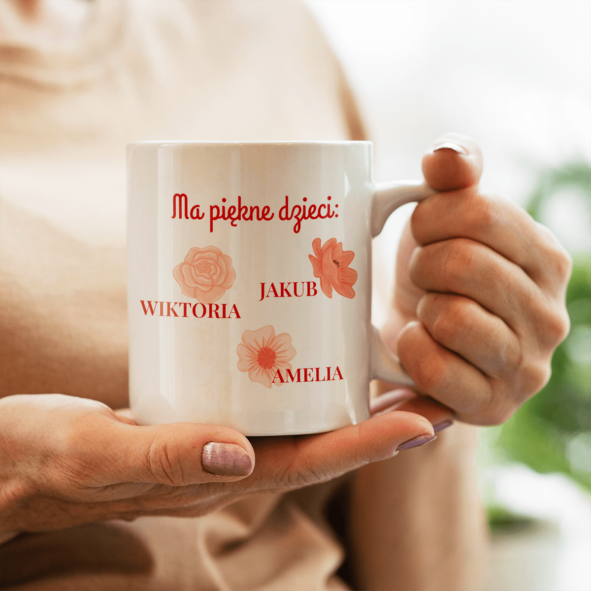 Mama i jej dzieci - 1x Kubek z nadrukiem, spersonalizowany prezent dla mamy - Adamell.pl