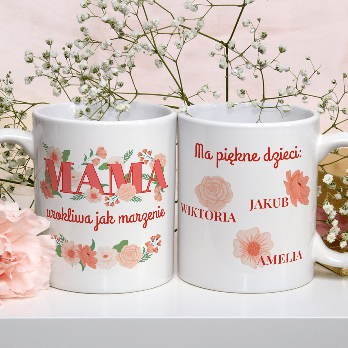 Mama i jej dzieci - 1x Kubek z nadrukiem, spersonalizowany prezent dla mamy - Adamell.pl