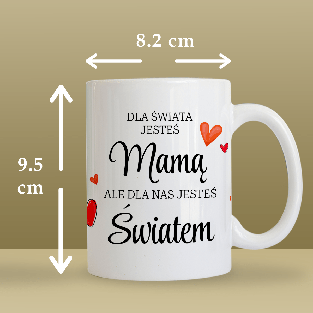 Mama, mój cały świat - 1x Kubek z nadrukiem, spersonalizowany prezent dla mamy - Adamell.pl