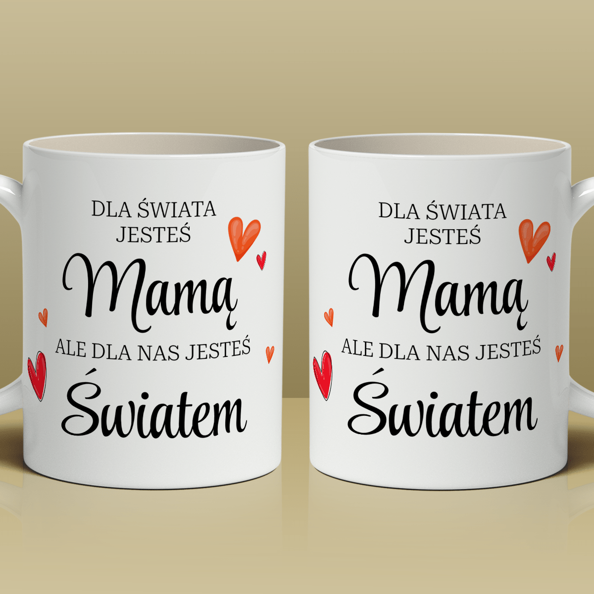Mama, mój cały świat - 1x Kubek z nadrukiem, spersonalizowany prezent dla mamy - Adamell.pl