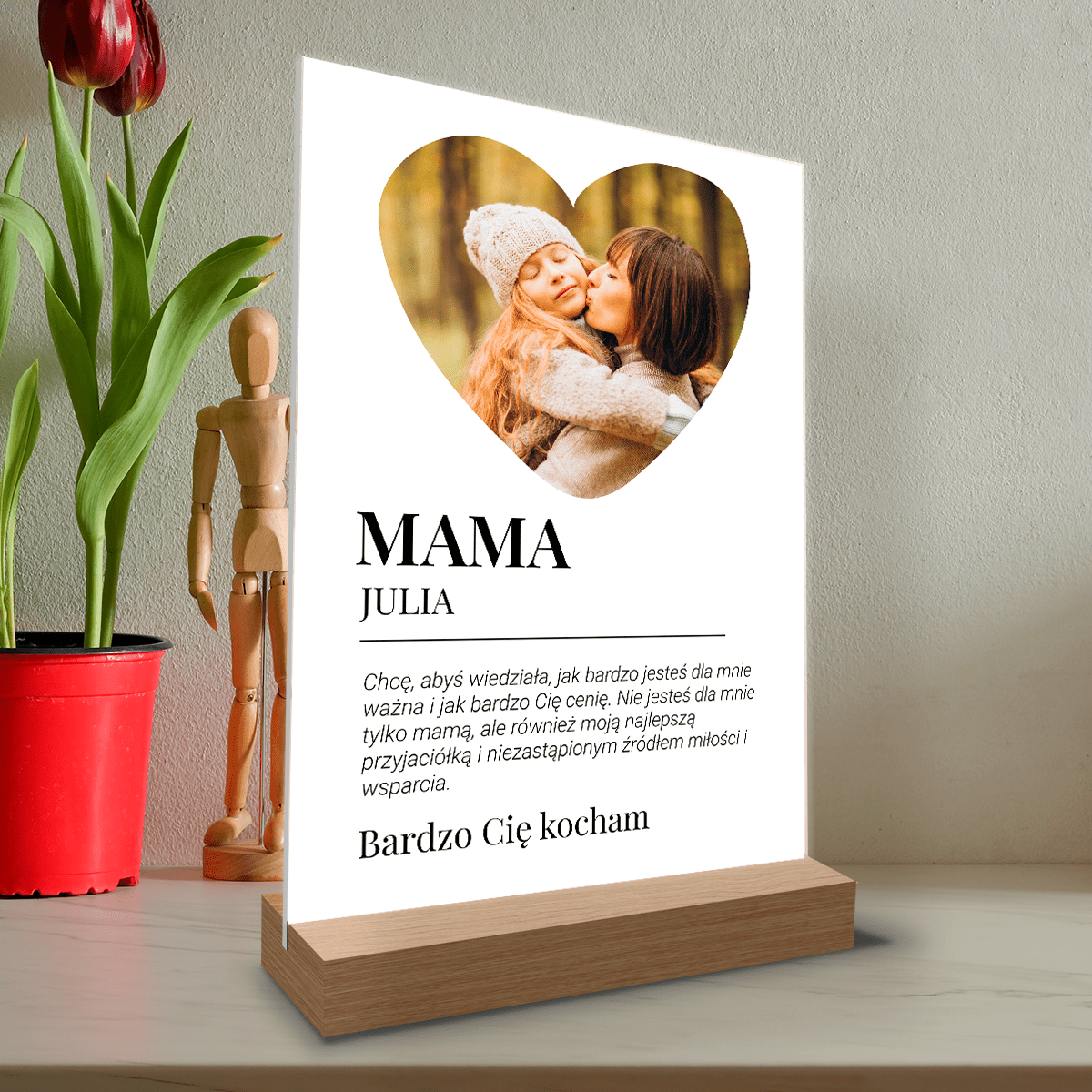 Mama najlepsza przyjaciółka - Druk na szkle, spersonalizowany prezent dla mamy - Adamell.pl