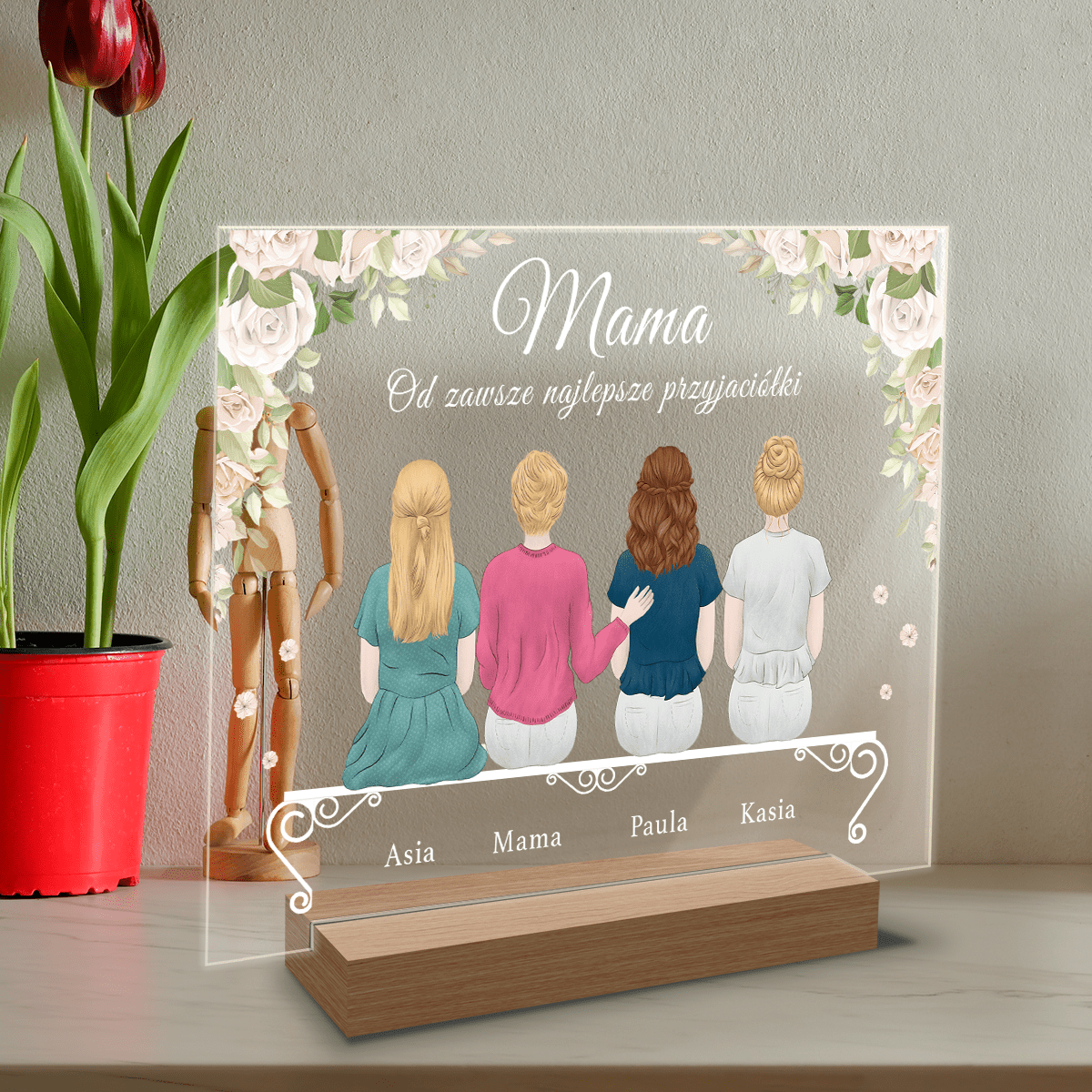 Mama z córkami ClipArt - Druk na szkle, spersonalizowany prezent dla mamy - Adamell.pl