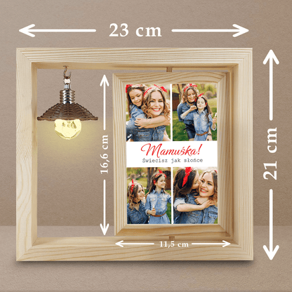 Mamuśka - Druk na szkle w drewnianej ramce + led, spersonalizowany prezent dla mamy - Adamell.pl