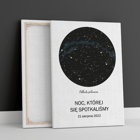 Mapa gwiezdna - druk na płótnie, spersonalizowany prezent - Adamell.pl - Wyjątkowe Prezenty