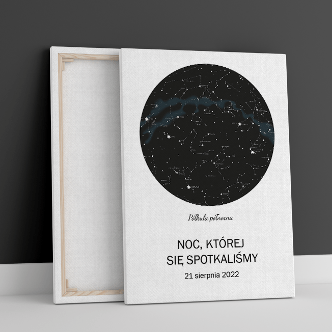 Mapa gwiezdna - druk na płótnie, spersonalizowany prezent - Adamell.pl - Wyjątkowe Prezenty
