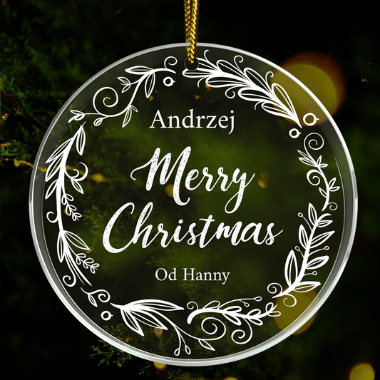 Merry Christmas dla niego - bombka choinkowa, spersonalizowany prezent dla niego - Adamell.pl