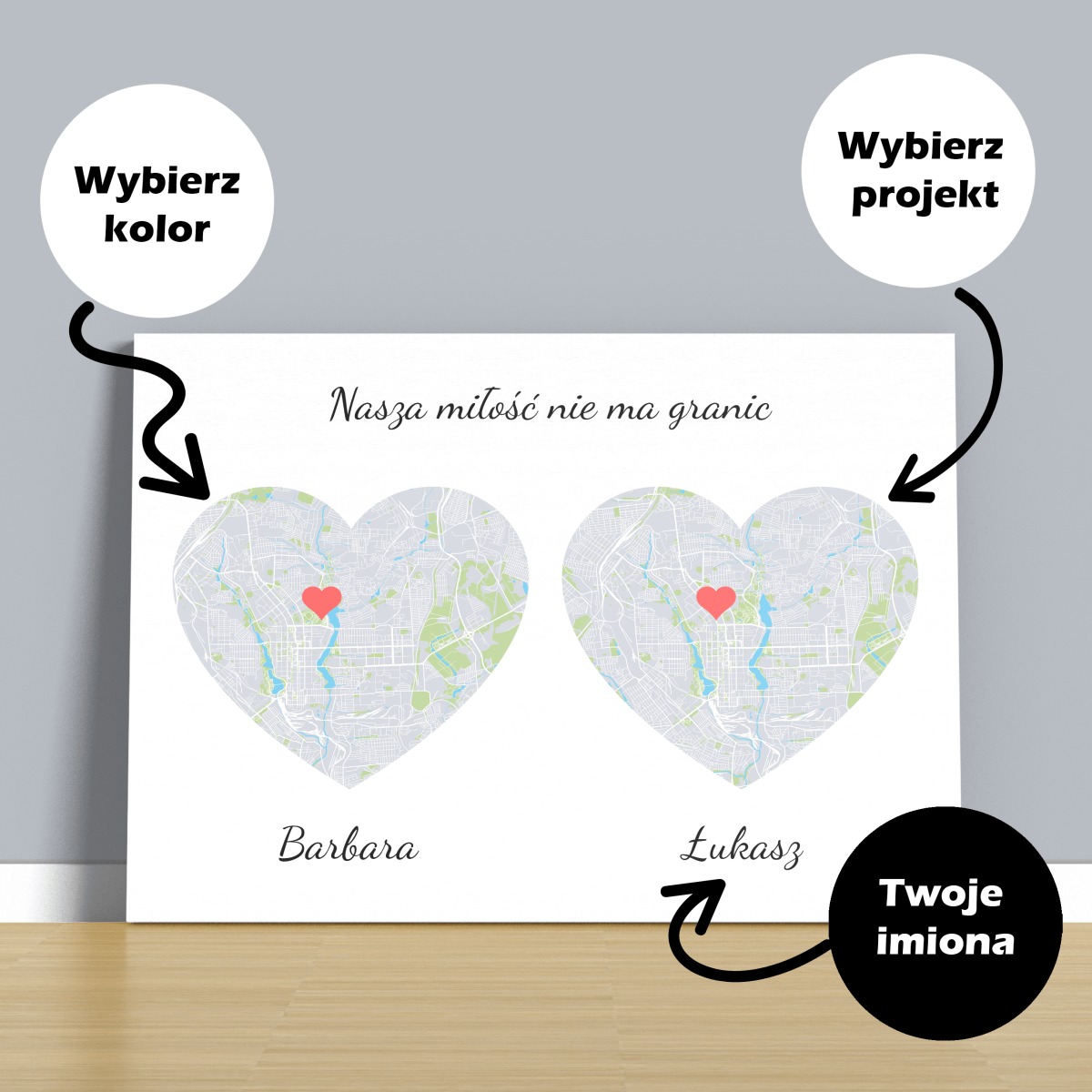 Miłość bez granic - druk na płótnie, spersonalizowany prezent - Adamell.pl - Wyjątkowe Prezenty