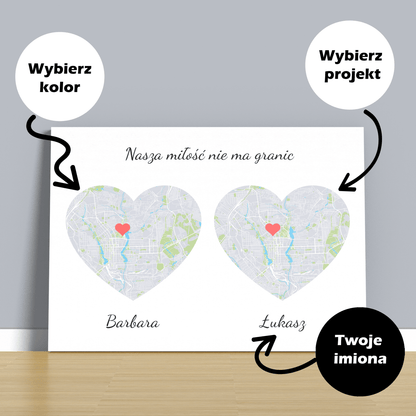Miłość bez granic - druk na płótnie, spersonalizowany prezent - Adamell.pl - Wyjątkowe Prezenty