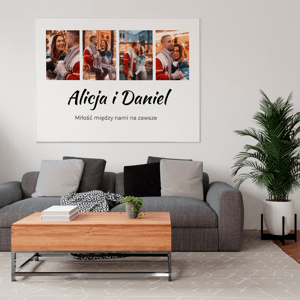 Miłość między nami - druk na płótnie, spersonalizowany prezent dla pary - Adamell.pl