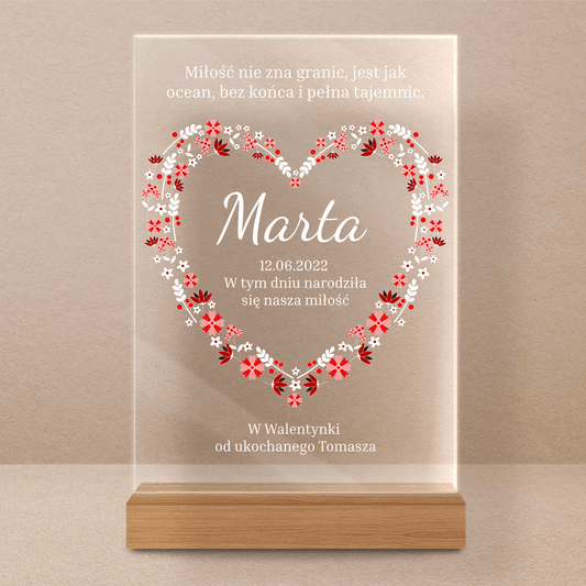 Miłość nie zna granic - Druk na szkle, spersonalizowany prezent dla niej - Adamell.pl