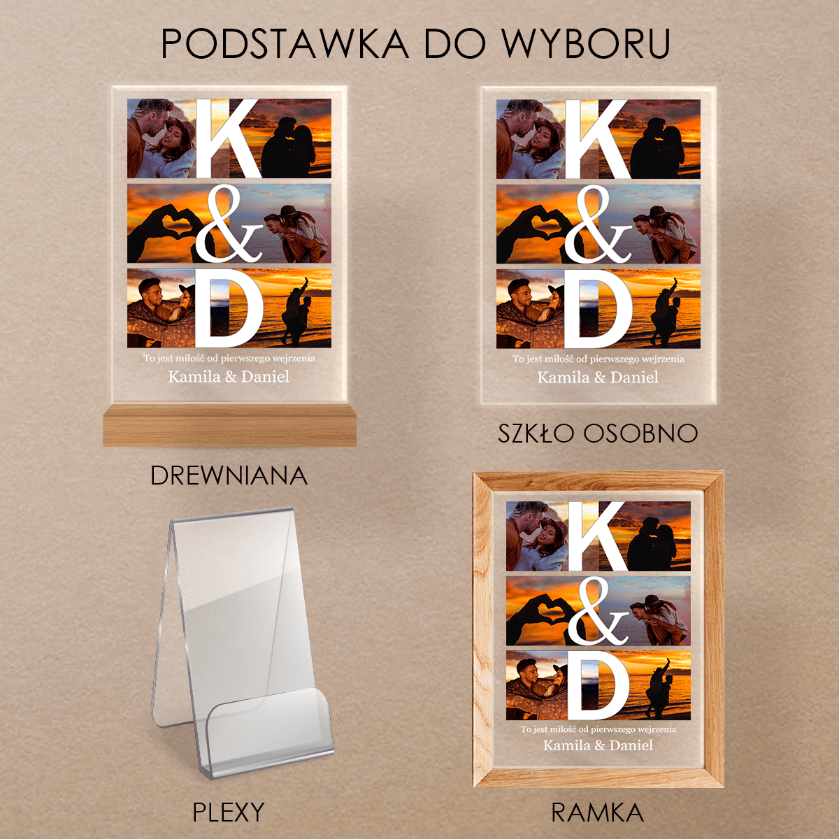 Miłość od pierwszego wejrzenia - Druk na szkle, spersonalizowany prezent dla pary - Adamell.pl