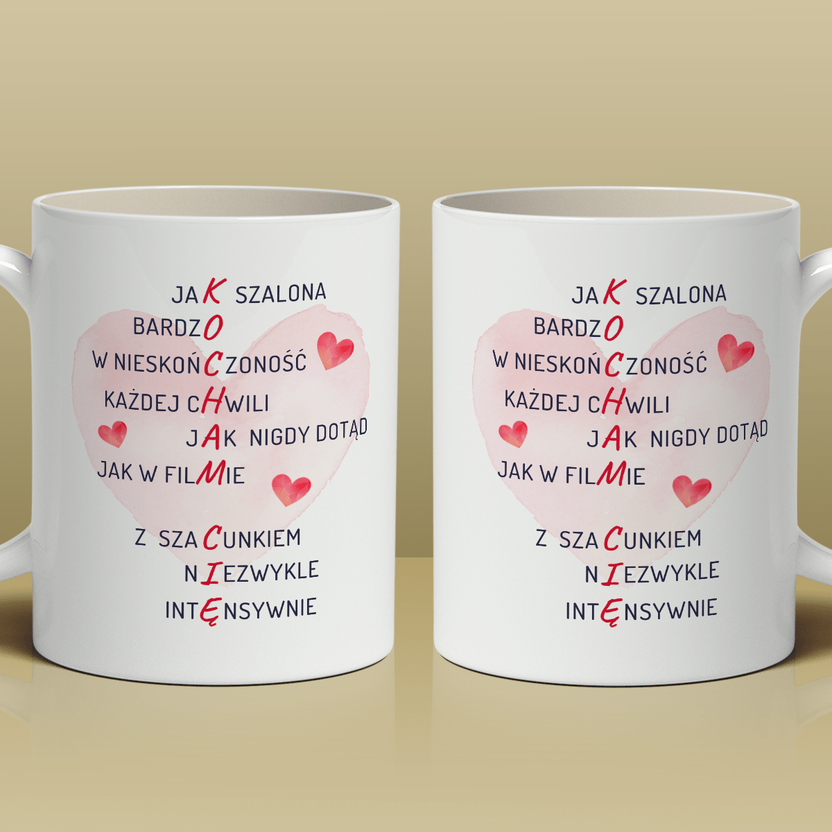 Miłosna krzyżówka - 1x Kubek z nadrukiem, spersonalizowany prezent dla niego - Adamell.pl