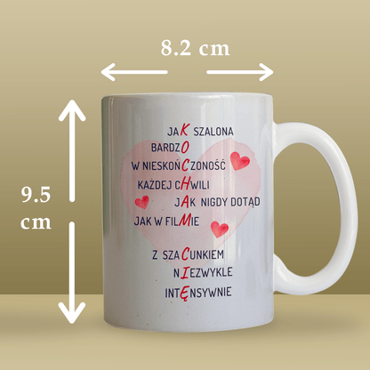 Miłosna krzyżówka - 1x Kubek z nadrukiem, spersonalizowany prezent dla niego - Adamell.pl
