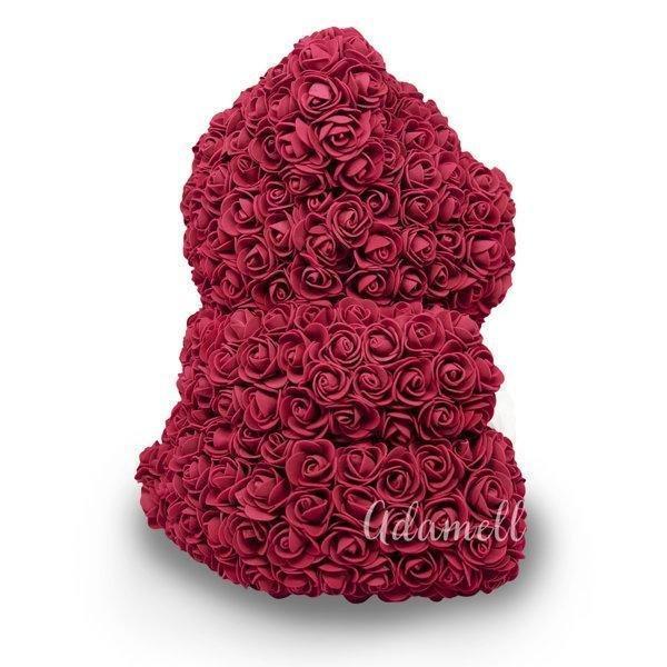Miś z róż | Bordowy z sercem 40cm, Oryginalny, Romantyczny prezent dla panny młodej, seniorki, kierowniczki, na 19 urodziny, złote gody - Adamell.pl - Wyjątkowe Prezenty