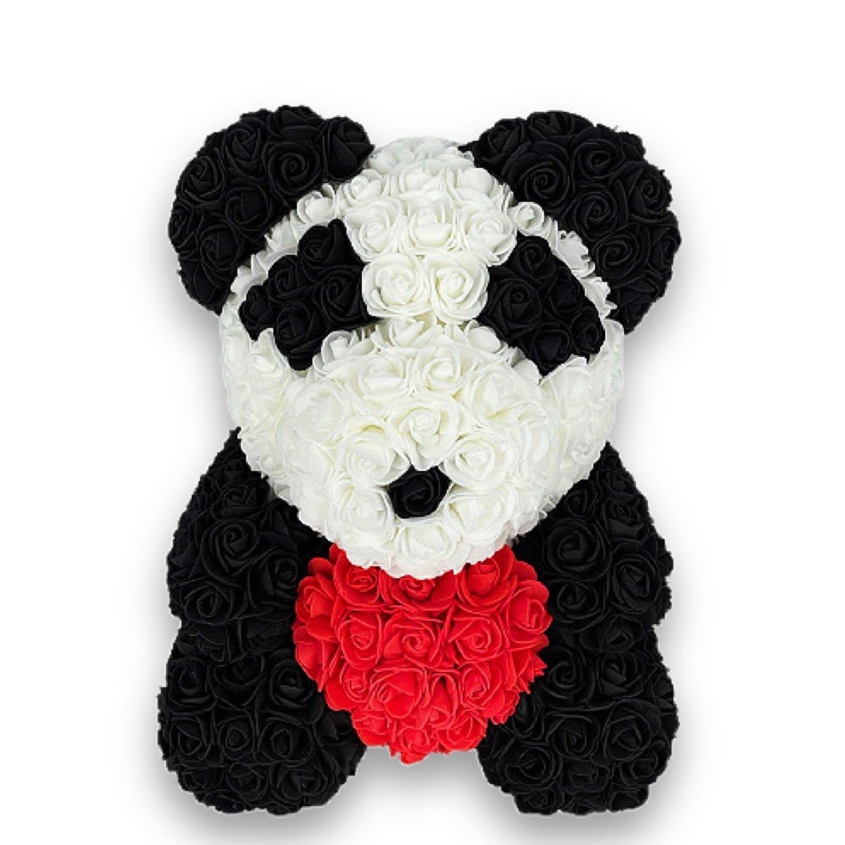 Miś z róż | Panda z sercem 40cm, Nietypowy prezent dla dziadków, prababci, emerytki, dla 70 latka, na emeryturę, na 60, 65, 70 urodziny - Adamell.pl - Wyjątkowe Prezenty