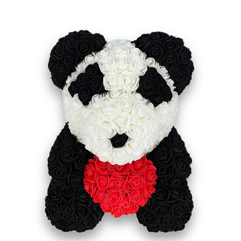 Miś z róż | Panda z sercem 40cm, Nietypowy prezent dla dziadków, prababci, emerytki, dla 70 latka, na emeryturę, na 60, 65, 70 urodziny - Adamell.pl - Wyjątkowe Prezenty