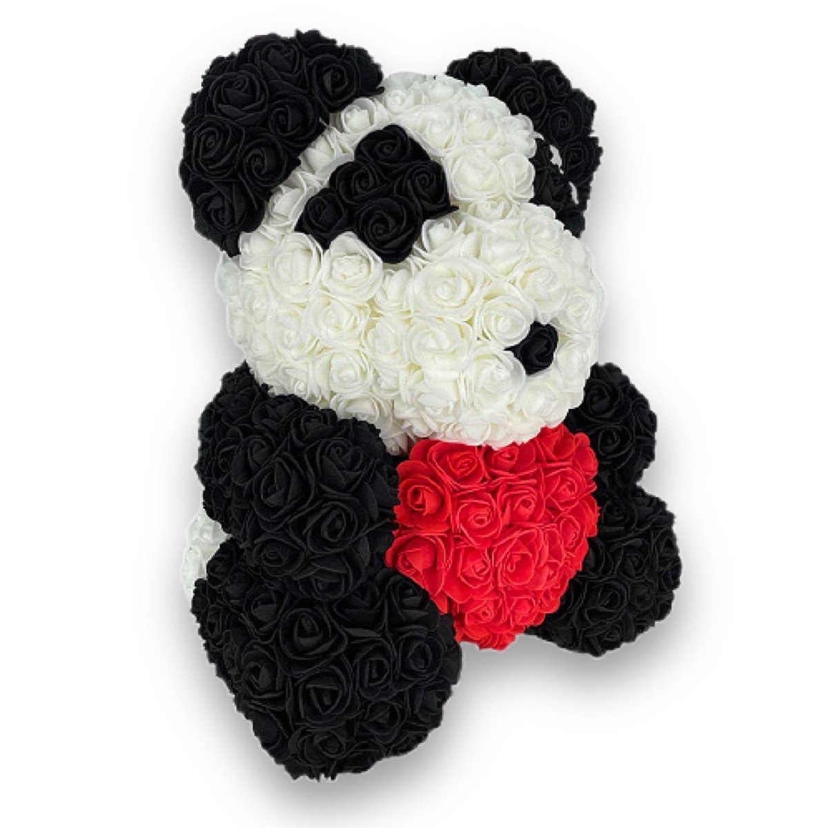 Miś z róż | Panda z sercem 40cm, Nietypowy prezent dla dziadków, prababci, emerytki, dla 70 latka, na emeryturę, na 60, 65, 70 urodziny - Adamell.pl - Wyjątkowe Prezenty