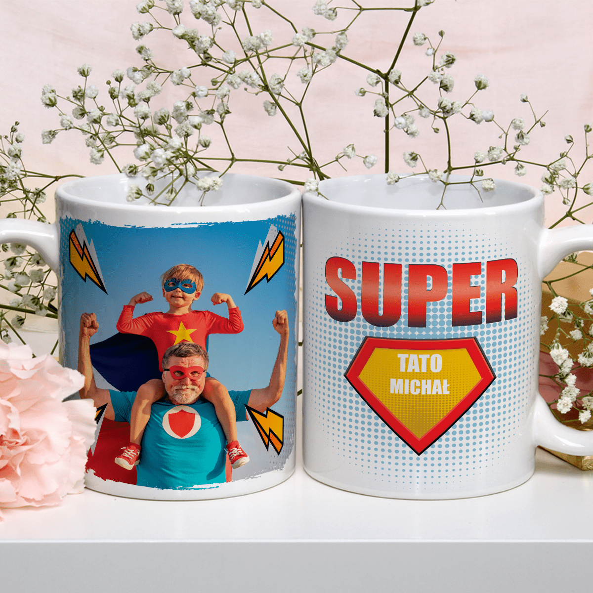 Mój super tata - 1x Kubek z nadrukiem, spersonalizowany prezent dla taty - Adamell.pl