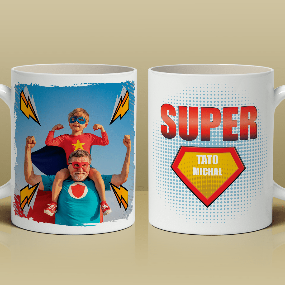 Mój super tata - 1x Kubek z nadrukiem, spersonalizowany prezent dla taty - Adamell.pl