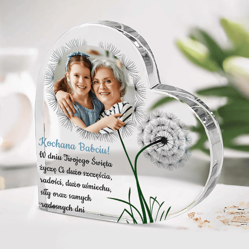 Moja kochana babciu - Szklane serce, spersonalizowany prezent dla babci - Adamell.pl
