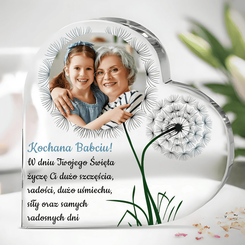 Moja kochana babciu - Szklane serce, spersonalizowany prezent dla babci - Adamell.pl
