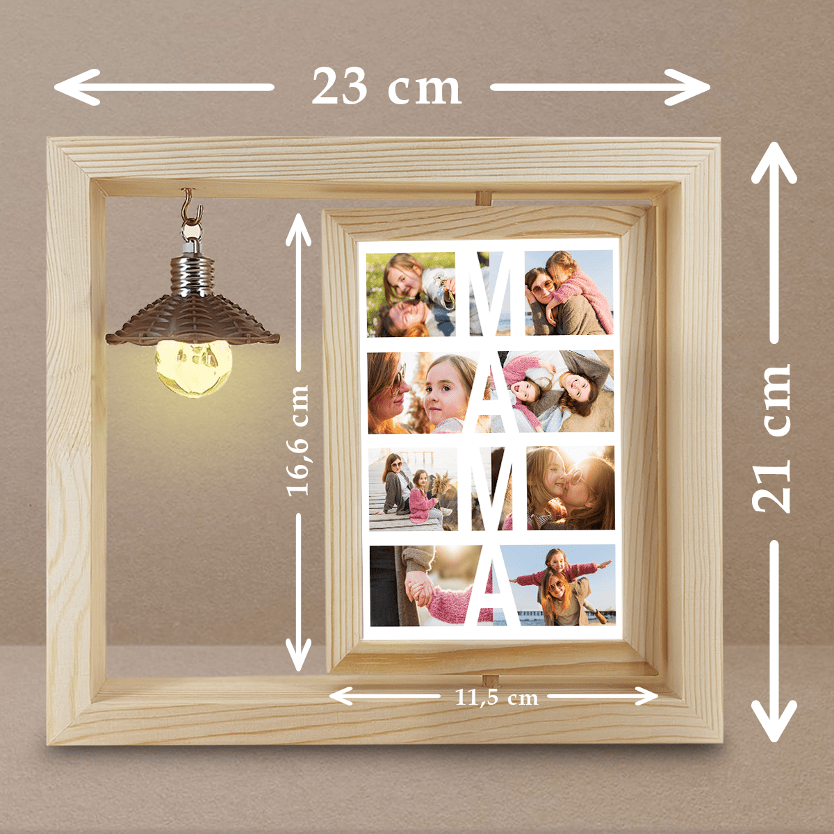 Moja mama - Druk na szkle w drewnianej ramce + led, spersonalizowany prezent dla mamy - Adamell.pl