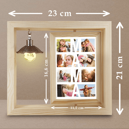 Moja mama - Druk na szkle w drewnianej ramce + led, spersonalizowany prezent dla mamy - Adamell.pl