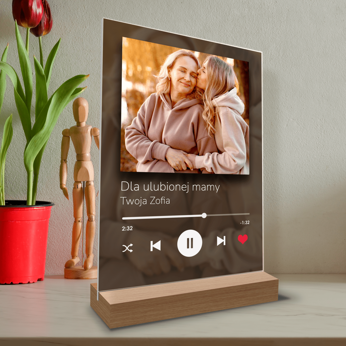 Moja mama Spotify - Druk na szkle, spersonalizowany prezent dla mamy - Adamell.pl