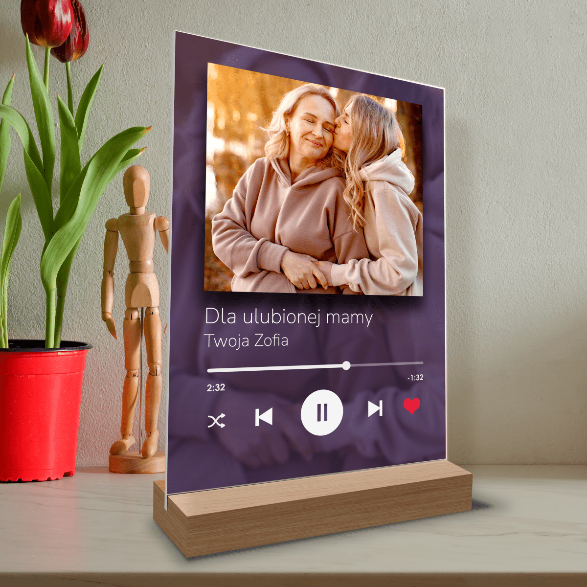 Moja mama Spotify - Druk na szkle, spersonalizowany prezent dla mamy - Adamell.pl
