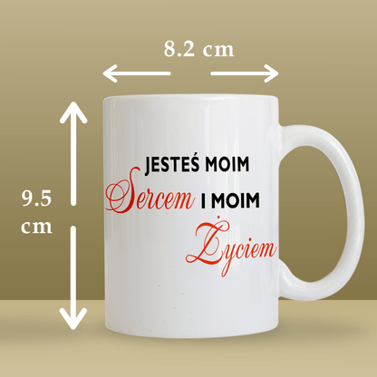 Moje serce - 1x Kubek z nadrukiem, spersonalizowany prezent dla pary - Adamell.pl