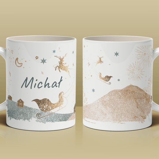 Motyw świąteczny - 1x Kubek z nadrukiem, spersonalizowany prezent dla dziecka - Adamell.pl