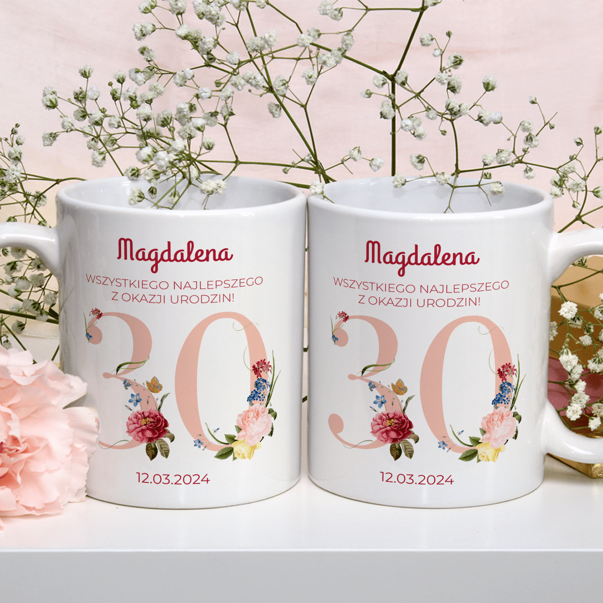 Na 30 urodziny - 1x Kubek z nadrukiem, spersonalizowany prezent dla kobiety - Adamell.pl