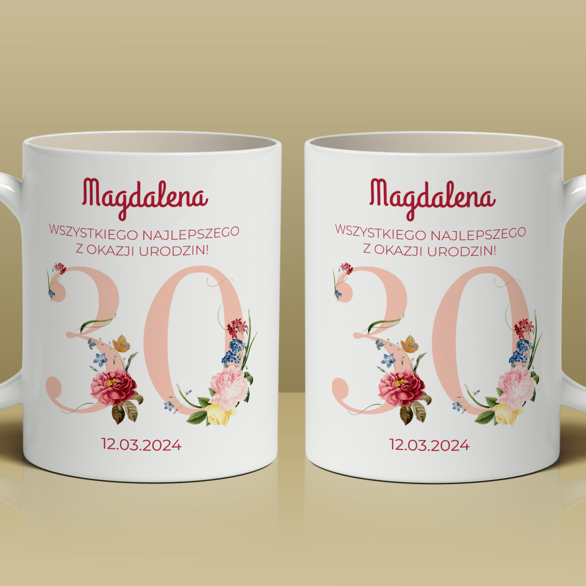 Na 30 urodziny - 1x Kubek z nadrukiem, spersonalizowany prezent dla kobiety - Adamell.pl
