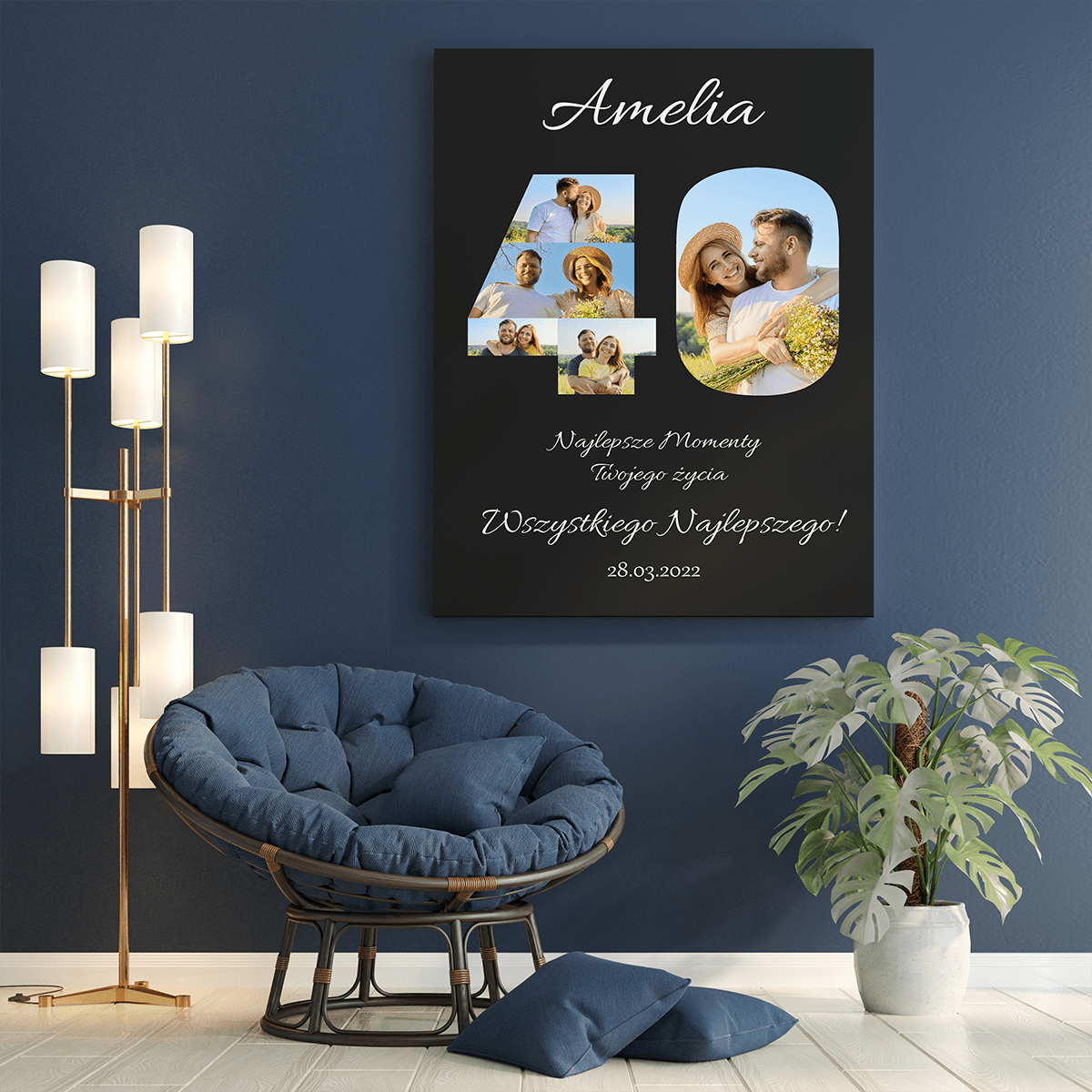 Na 40 urodziny - druk na płótnie, spersonalizowany prezent dla żony - Adamell.pl