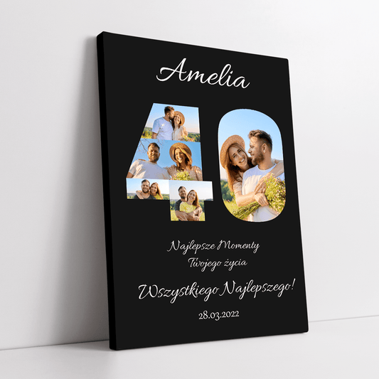 Na 40 urodziny - druk na płótnie, spersonalizowany prezent dla żony - Adamell.pl