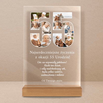 Na 55. urodziny - Druk na szkle, spersonalizowany prezent dla żony - Adamell.pl
