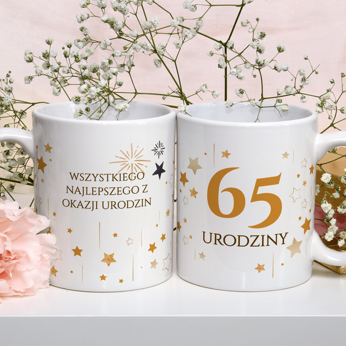 Na 65 lat - 1x Kubek z nadrukiem, spersonalizowany prezent dla niej - Adamell.pl