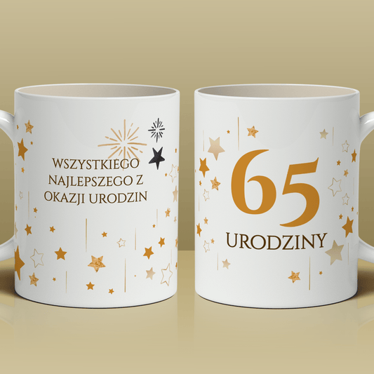 Na 65 lat - 1x Kubek z nadrukiem, spersonalizowany prezent dla niej - Adamell.pl