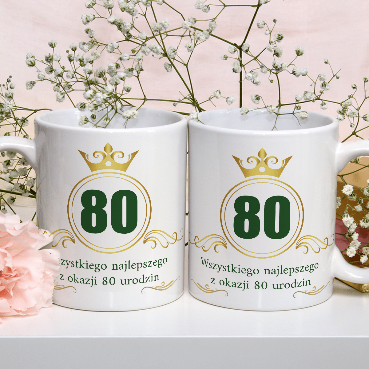 Na 80 urodziny - 1x Kubek z nadrukiem, spersonalizowany prezent dla niego - Adamell.pl