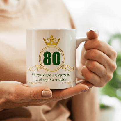 Na 80 urodziny - 1x Kubek z nadrukiem, spersonalizowany prezent dla niego - Adamell.pl