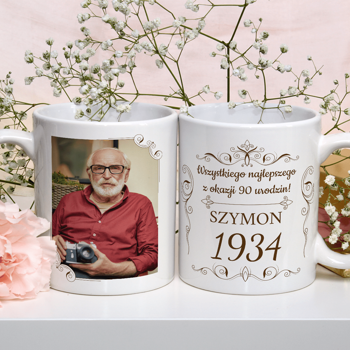 Na 90. urodziny - 1x Kubek z nadrukiem, spersonalizowany prezent dla dziadka - Adamell.pl