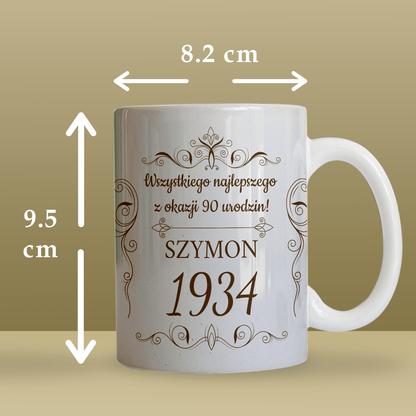 Na 90. urodziny - 1x Kubek z nadrukiem, spersonalizowany prezent dla dziadka - Adamell.pl