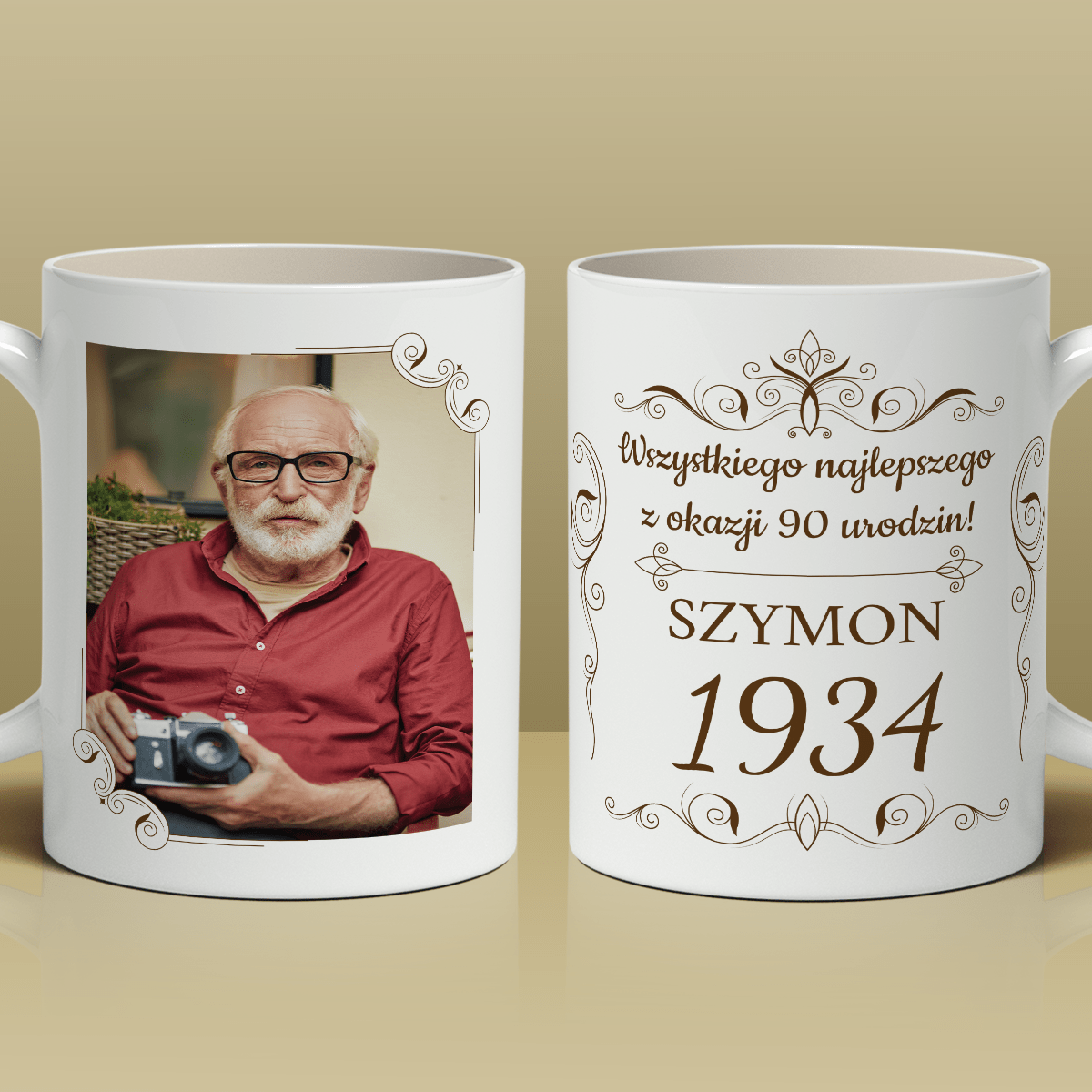 Na 90. urodziny - 1x Kubek z nadrukiem, spersonalizowany prezent dla dziadka - Adamell.pl