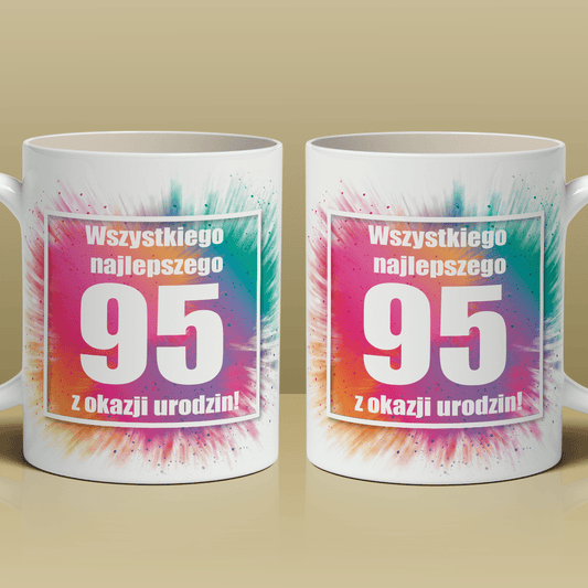Na 95. urodziny - 1x Kubek z nadrukiem, spersonalizowany prezent dla babci - Adamell.pl