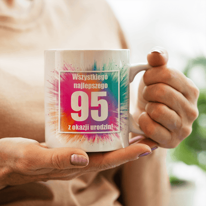 Na 95. urodziny - 1x Kubek z nadrukiem, spersonalizowany prezent dla babci - Adamell.pl